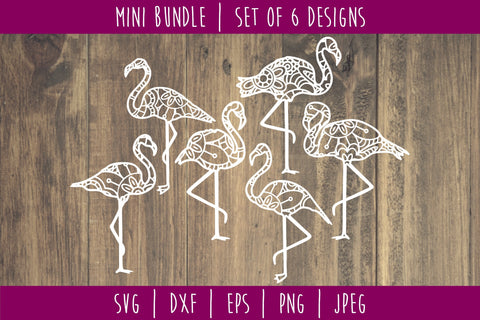 Flamingo Mandala Zentangle Mini Bundle - Set of 6 SVG SavoringSurprises 