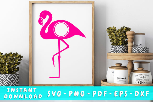 Flamingo Monogram Circle SVG SVG HappyDesignStudio 
