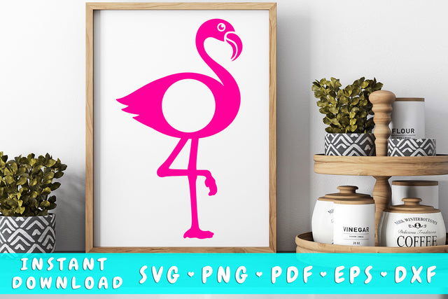 Flamingo Monogram Circle SVG SVG HappyDesignStudio 
