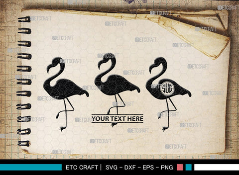 Flamingo Monogram, Flamingo Silhouette, Flamingo SVG, Flamingo Bird Svg, Flamingo Beach Svg, Safari Flamingo Svg, SB00266 SVG ETC Craft 
