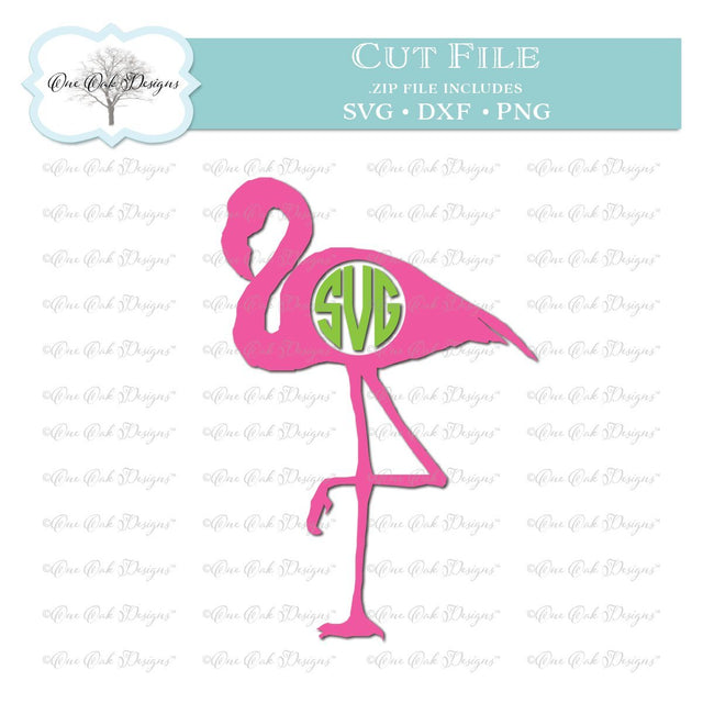 Flamingo Monogram Frame SVG Cut File SVG One Oak Designs 