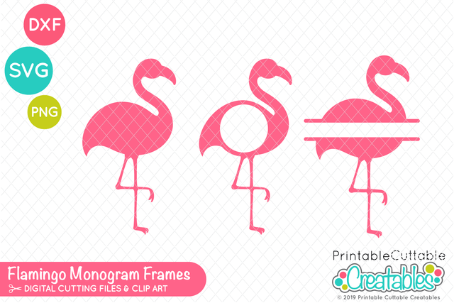 Flamingo Monogram Frames SVG Set SVG Printable Cuttable Creatables 