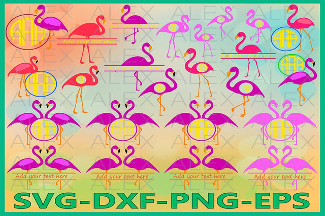 Flamingo Monogram Svg SVG AlexSVGStudio 