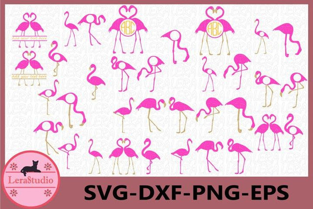Flamingo Monogram Svg SVG Lerastudio 