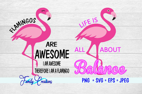 Flamingo Sayings v1 SVG Family Creations 