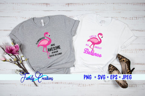 Flamingo Sayings v1 SVG Family Creations 