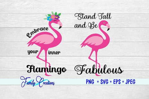 Flamingo Sayings v3 SVG Family Creations 