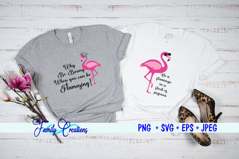 Flamingo Sayings v4 SVG Family Creations 