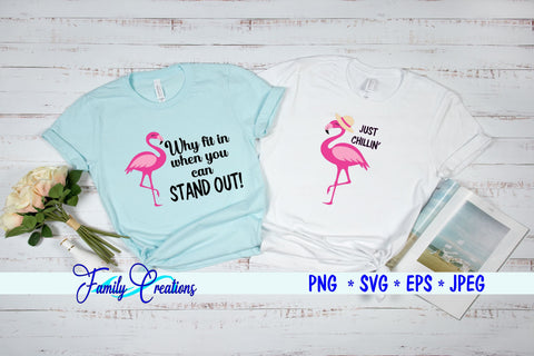 Flamingo Sayings v7 SVG Family Creations 
