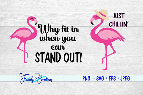 Flamingo Sayings v7 SVG Family Creations 