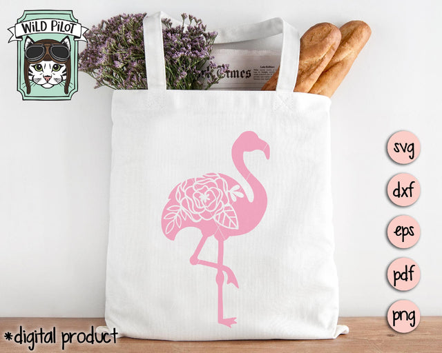 Flamingo Silhouette Floral SVG Cut File SVG Wild Pilot 