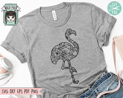 Flamingo Silhouette SVG file, Flamingo Cut file, Floral Flamingo svg file, Flamingo Flowers svg file, Summer svg file, Flamingo png file SVG Wild Pilot 