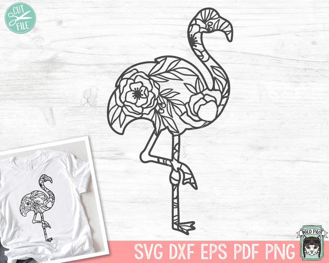 Flamingo Silhouette SVG file, Flamingo Cut file, Floral Flamingo svg file, Flamingo Flowers svg file, Summer svg file, Flamingo png file SVG Wild Pilot 