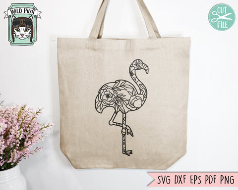 Flamingo Silhouette SVG file, Flamingo Cut file, Floral Flamingo svg file, Flamingo Flowers svg file, Summer svg file, Flamingo png file SVG Wild Pilot 