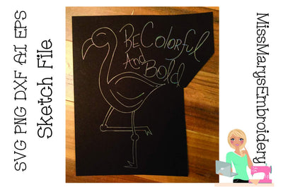 Flamingo Sketch File | Foil Quill | Drawing File Sketch DESIGN MissMarysEmbroidery 