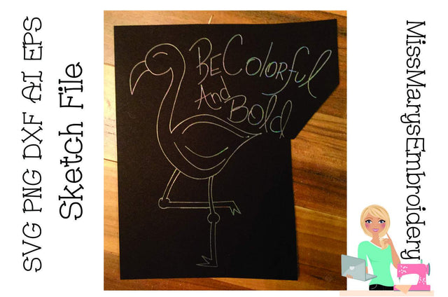 Flamingo Sketch File | Foil Quill | Drawing File Sketch DESIGN MissMarysEmbroidery 