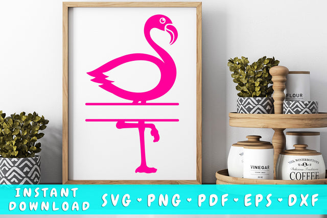 Flamingo Split Monogram SVG SVG HappyDesignStudio 
