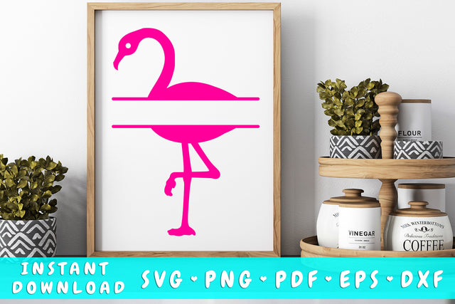 Flamingo Split Monogram SVG SVG HappyDesignStudio 