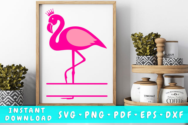 Flamingo Split Monogram SVG SVG HappyDesignStudio 