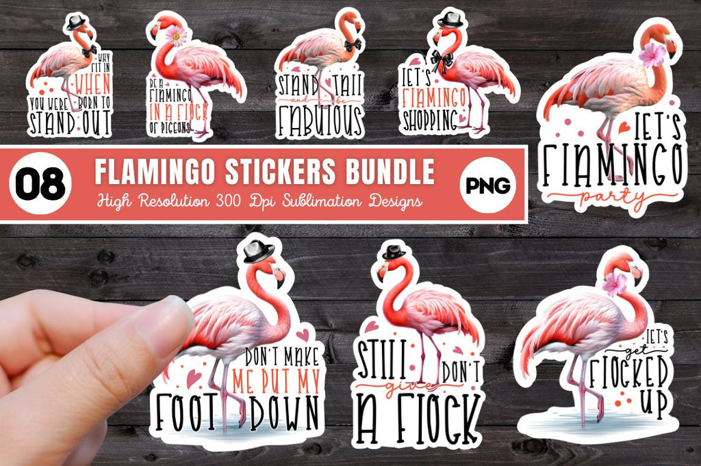 Flamingo Stickers Bundle - So Fontsy