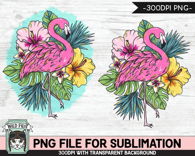 Flamingo SUBLIMATION designs png, Summer Sublimation png, Flamingo PNG sublimation file, Vacation, Tropical Flowers, Hibiscus, Leaves png Sublimation Wild Pilot 