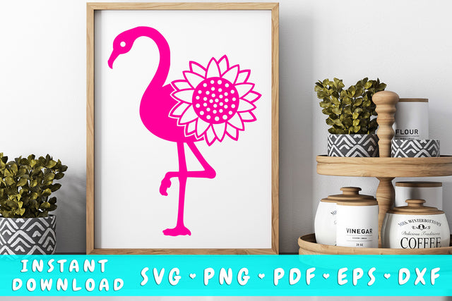 Flamingo Sunflower SVG SVG HappyDesignStudio 