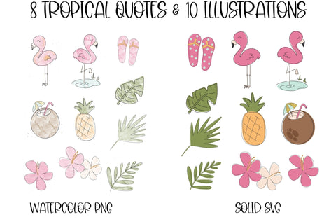 Flamingo SVG Bundle, Pineapple SVG, Hello Summer SVG, Family Vacation svg, Tropical Leaves svg SVG Designing Digitals 