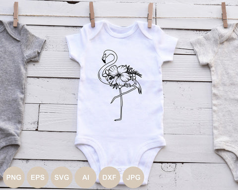 Flamingo Svg file, Animal Svg Designs, Floral Flamingo Cut file, Png Print For Shirt, Flamingo Ornament Svg, Summer, Flowers, Tropical Bird SVG BogeliaVector 