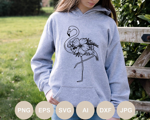 Flamingo Svg file, Animal Svg Designs, Floral Flamingo Cut file, Png Print For Shirt, Flamingo Ornament Svg, Summer, Flowers, Tropical Bird SVG BogeliaVector 