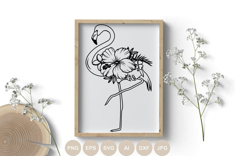 Flamingo Svg file, Animal Svg Designs, Floral Flamingo Cut file, Png Print For Shirt, Flamingo Ornament Svg, Summer, Flowers, Tropical Bird SVG BogeliaVector 
