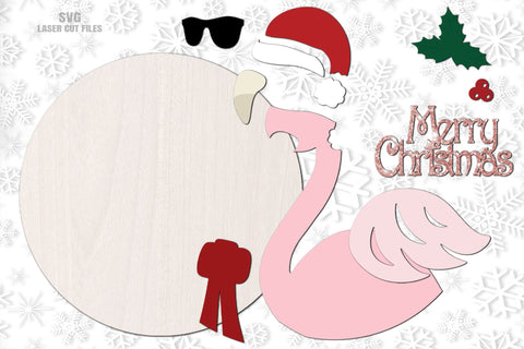 Flamingo SVG Laser Cut Files | Christmas Welcome Sign SVG SVG Cloud9Design 