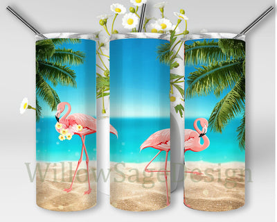 Flamingo Tumbler Png, Beach 20oz Skinny Tumbler, Flamingo Design Tumbler, Summer Tropical Sublimation Design, Flamingos Tumbler Template, Instant Download Sublimation WillowSageDesign 