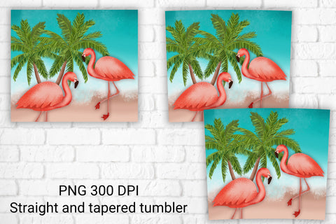 Flamingo tumbler sublimation | Tropical tumbler design Sublimation Svetana Studio 