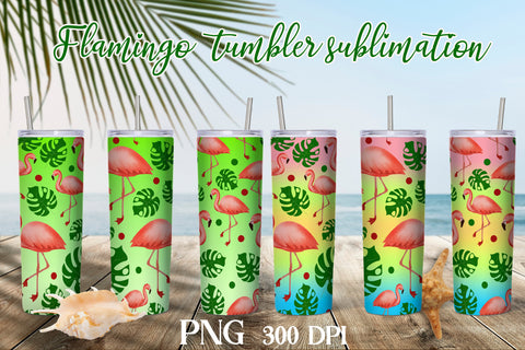 Flamingo tumbler sublimation | Tropical tumbler design Sublimation Svetana Studio 
