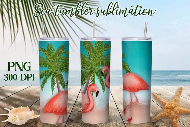Flamingo tumbler sublimation | Tropical tumbler design Sublimation Svetana Studio 