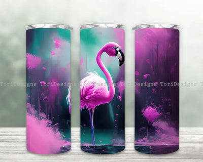 Flamingo Tumbler Wrap PNG, Purple 20 oz Skinny Tumbler Sublimation Design, Instant Digital Download Sublimation ToriDesigns 