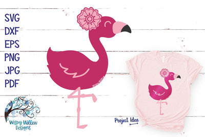 Flamingo with Flower SVG SVG Wispy Willow Designs 