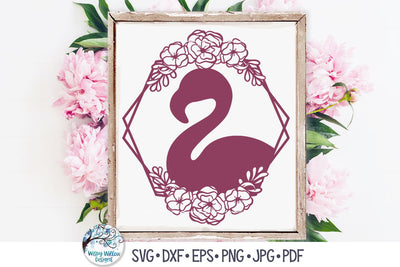 Flamingo with Flowers SVG SVG Wispy Willow Designs 