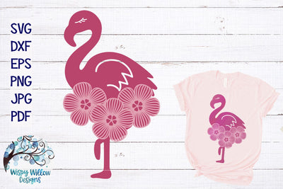 Flamingo with Flowers SVG SVG Wispy Willow Designs 