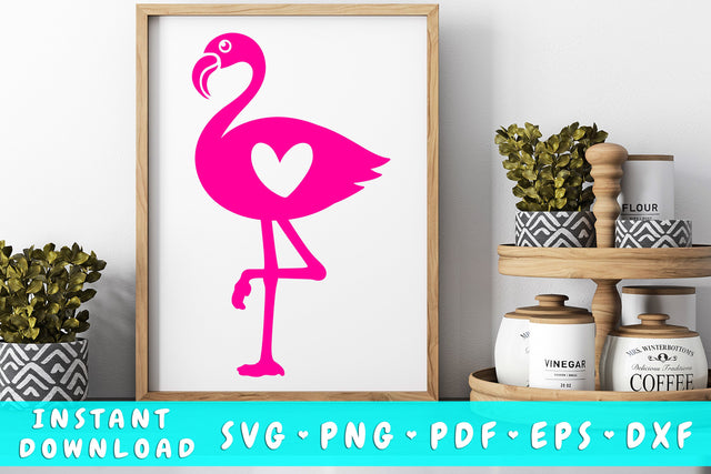 Flamingo With Heart SVG SVG HappyDesignStudio 