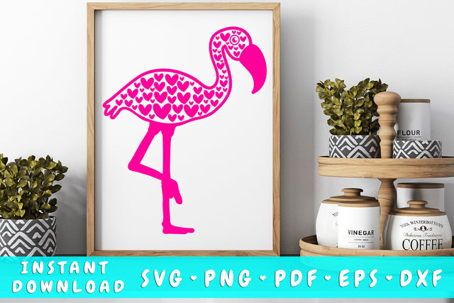 Flamingo With Hearts SVG SVG HappyDesignStudio 