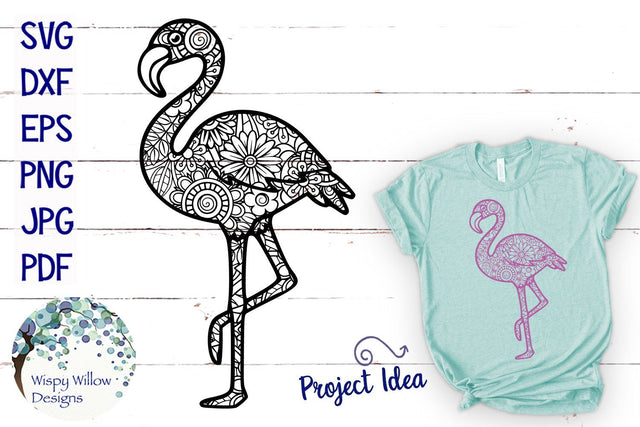 Flamingo Zentangle SVG SVG Wispy Willow Designs 