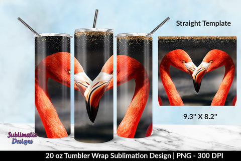 Flamingos 20oz Skinny Tumbler Wrap Sublimation Design Sublimation Sublimatiz Designs 