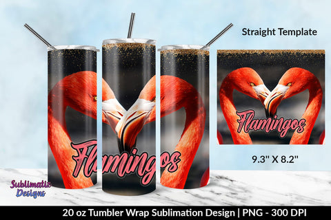 Flamingos 20oz Skinny Tumbler Wrap Sublimation Design Sublimation Sublimatiz Designs 