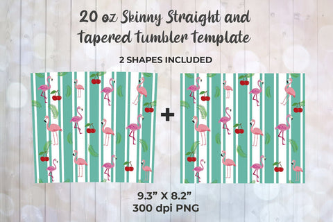 Flamingos 20oz Skinny Tumbler Wrap Template for Sublimation Summer Vibes Sublimation Sublimatiz Designs 