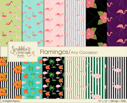 Flamingos Digital Patterns/Paper Pack Scribbles ink 