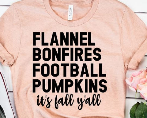 Flannel Bonfires Football Pumpkins It's Fall SVG - Fall Quotes SVG She Shed Craft Store 