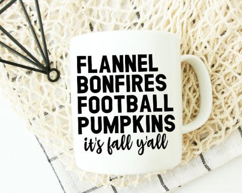 Flannel Bonfires Football Pumpkins It's Fall SVG - Fall Quotes SVG She Shed Craft Store 