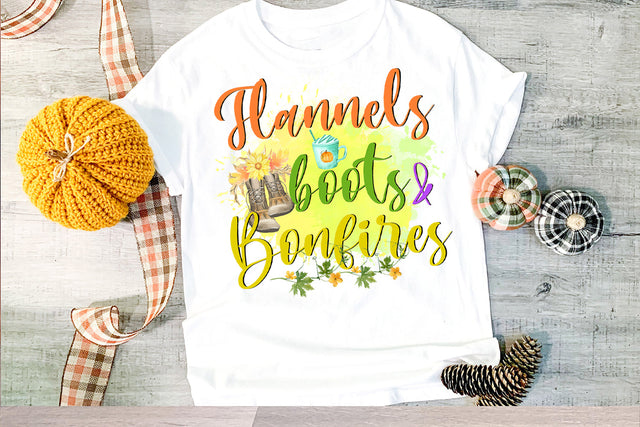 Flannels Boots and Bonfires- Fall Sublimation Sublimation Happy Printables Club 