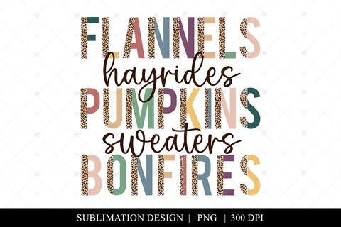 Flannels Hayrides Bonfires Pumpkins PNG Sublimation BijouBay 